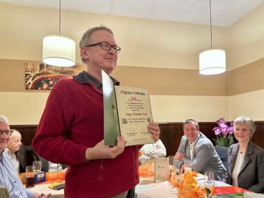 Ehrenurkunde für die 20. jährige Mitgliedschaft von Werner. Generalversammlung der Museumsgesellschaft Deutsch Wagram 2025