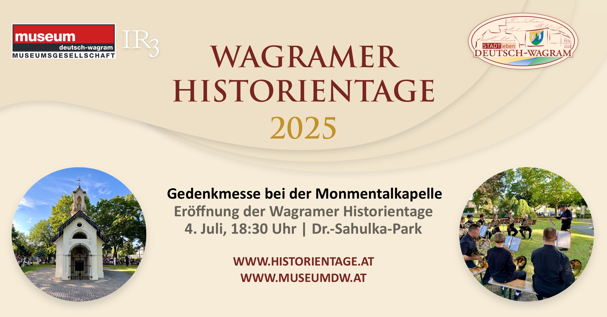 Eröffnung der Wagramer Historientage 2025 - Gedenkmesse vor der Monumentalkapelle.