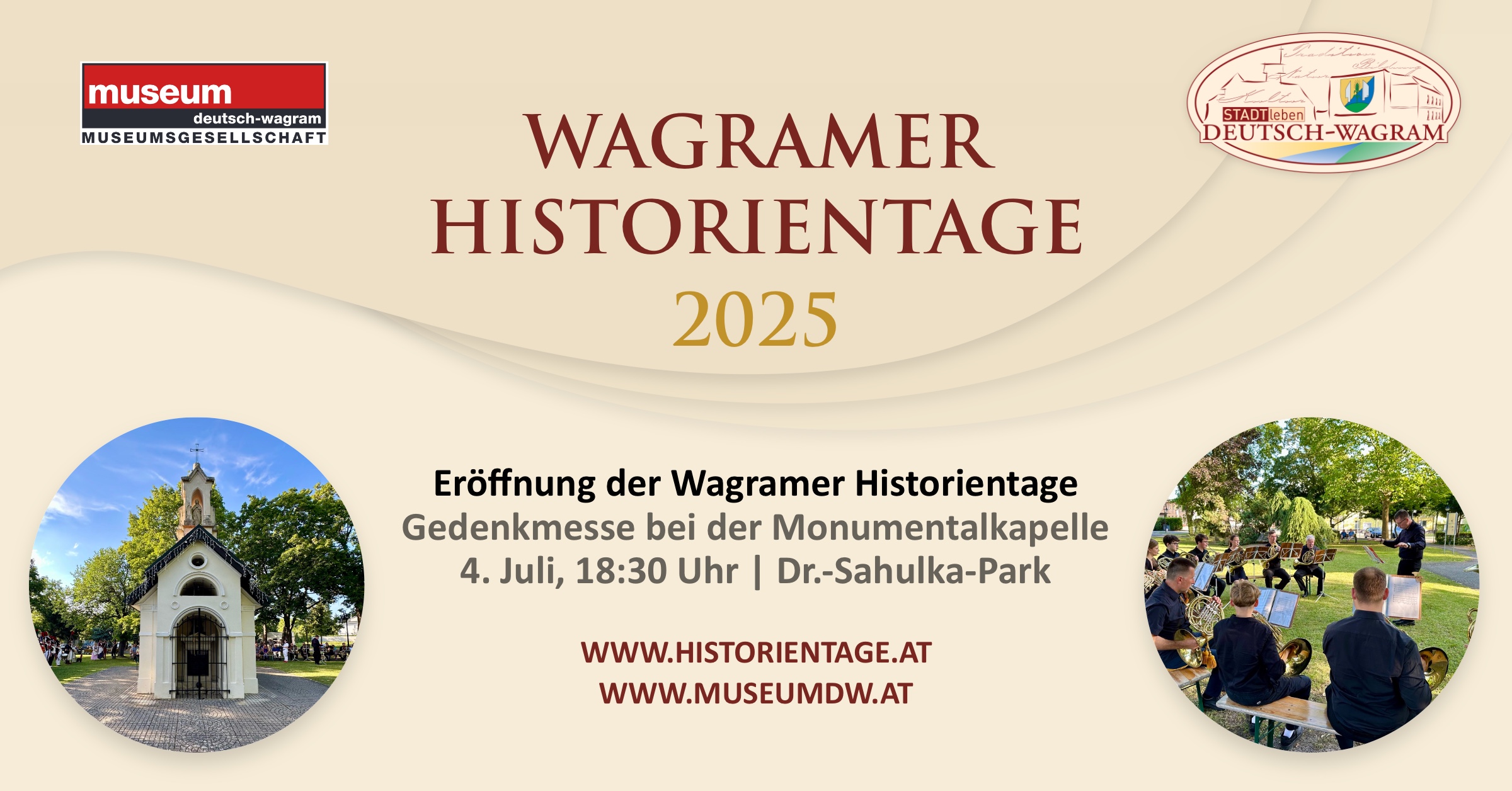 Eröffnung der Wagramer Historientage 2025 - Gedenkmesse vor der Monumentalkapelle.